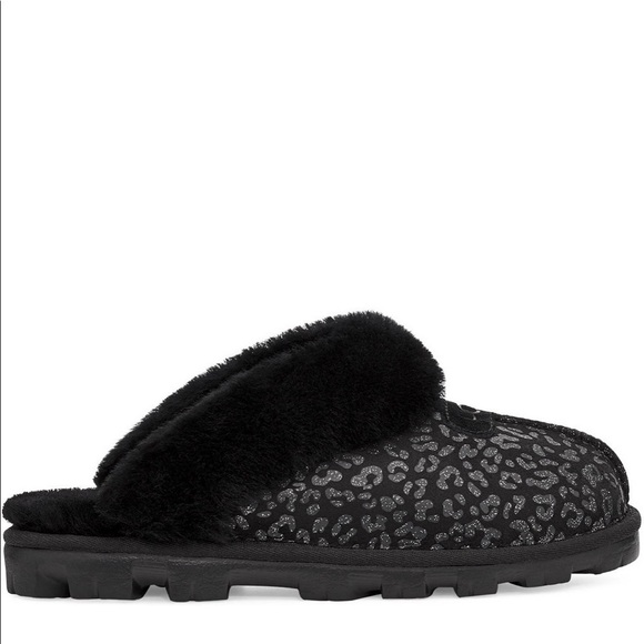 UGG | Coquette Snow Leopard Black Slippers 6 NEW - Picture 2 of 9